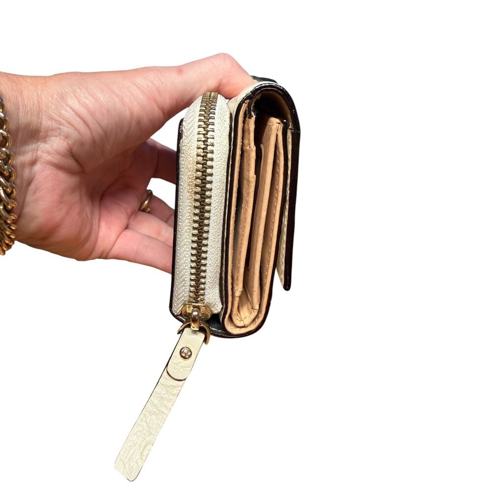 Kate Spade Small Tri Fold Wallet Ostrich Cream Y2K Zip Coin - Picture 6 of 9